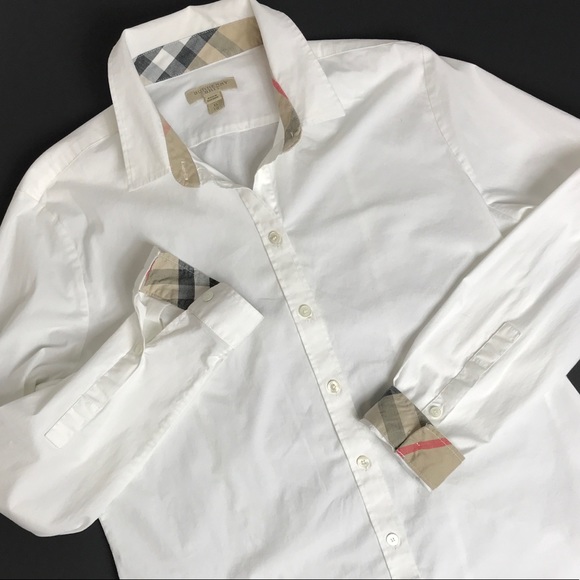 Burberry Tops - Burberry Brit White Shirt With Check Contrast